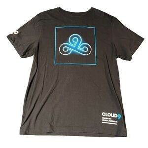 Puma Cloud 9 Shirt Mens XL‎ Extra Large Black Short Sleeve Graphic Print Retro